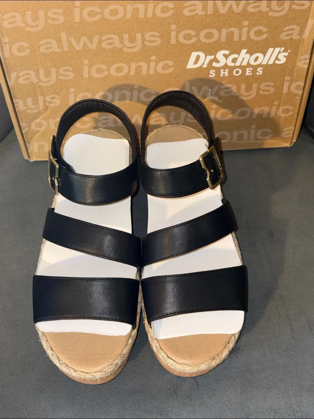 Ellie Black Strappy Wedge Heel Sandal